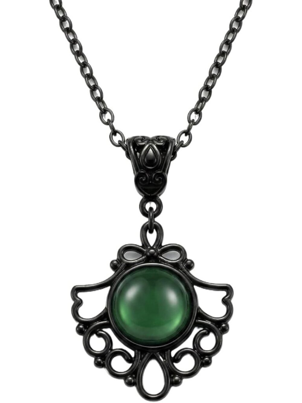 Women's Green Vintage Bronze Emerald CZ Pendant Necklace Dainty Jewelry Gift